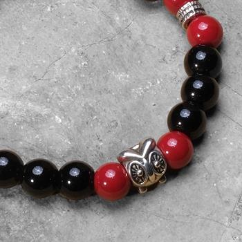 Siyah Kırmızı Ceyt Taşı Bileklik
