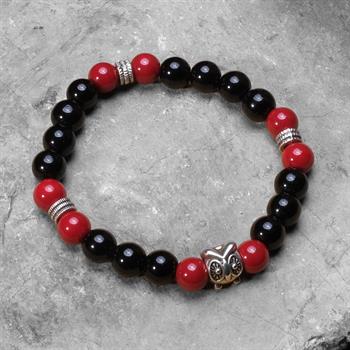 Siyah Kırmızı Ceyt Taşı Bileklik