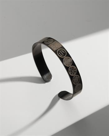 Siyah Titanyum Çelik Bilezik – Mühürler Koleksiyonu