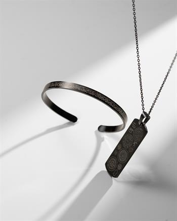 Siyah Titanyum Kaplama Çelik Kolye Bilezik Seti