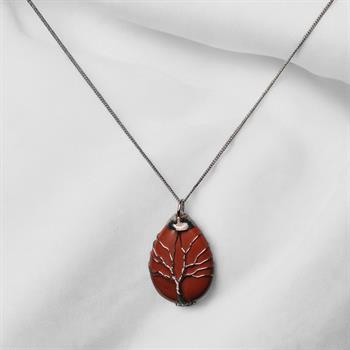 Tel Sarma Damla Kesim Jasper Taşı Kolye