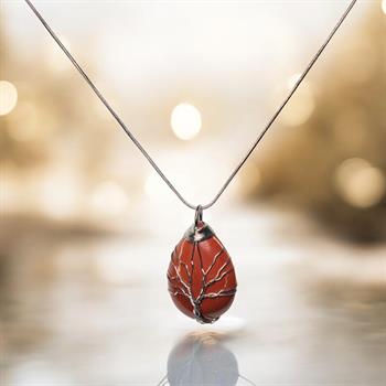 Tel Sarma Damla Kesim Jasper Taşı Kolye