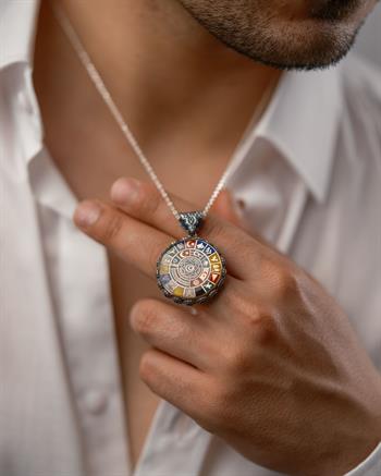 Türk Dünyası Güneşi ve Devlet Sembolleri 925 Ayar Gümüş Kolye