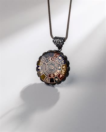 Türk Dünyası Güneşi ve Devlet Sembolleri 925 Ayar Gümüş Kolye