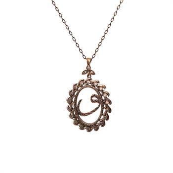 Vav Harfli Zirkon Taşlı Oval Kolye