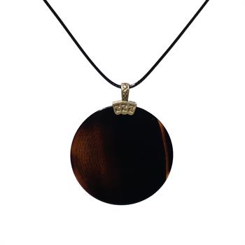 Yasin-i Şerif Yazılı Siyah Geçişli Akik Taşı Kolye