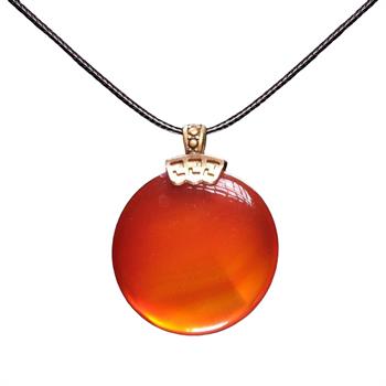 Yazısız Kırmızı Bombeli Akik Taşı Kolye