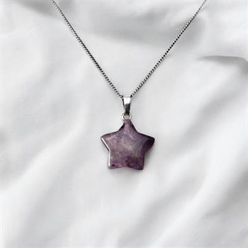Yıldız Kesim Ametist Taşı Kolye