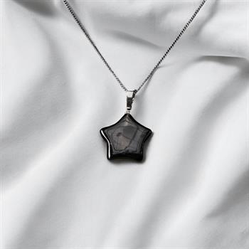 Yıldız Kesim Opsidyen Taşı Kolye