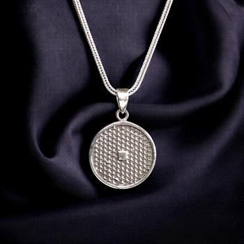 Zikzak Motifli Mührü Süleyman İşlemeli 925 Ayar Gümüş Kolye