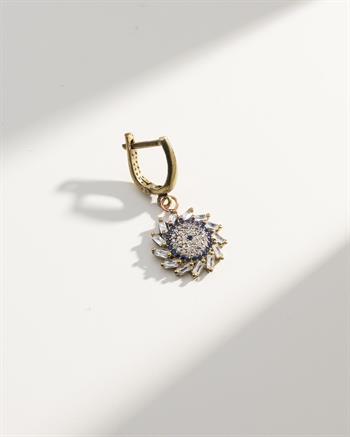 Zirkon Taşlı Güneş Motif Bronz Kolye Küpe Seti