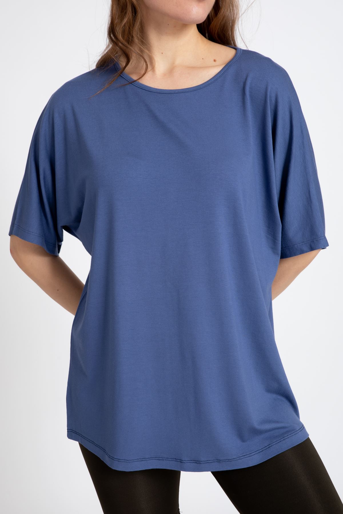İndigo Kadın Yarasa Kollu Battal T-ShirtT-ShirtGiysa
