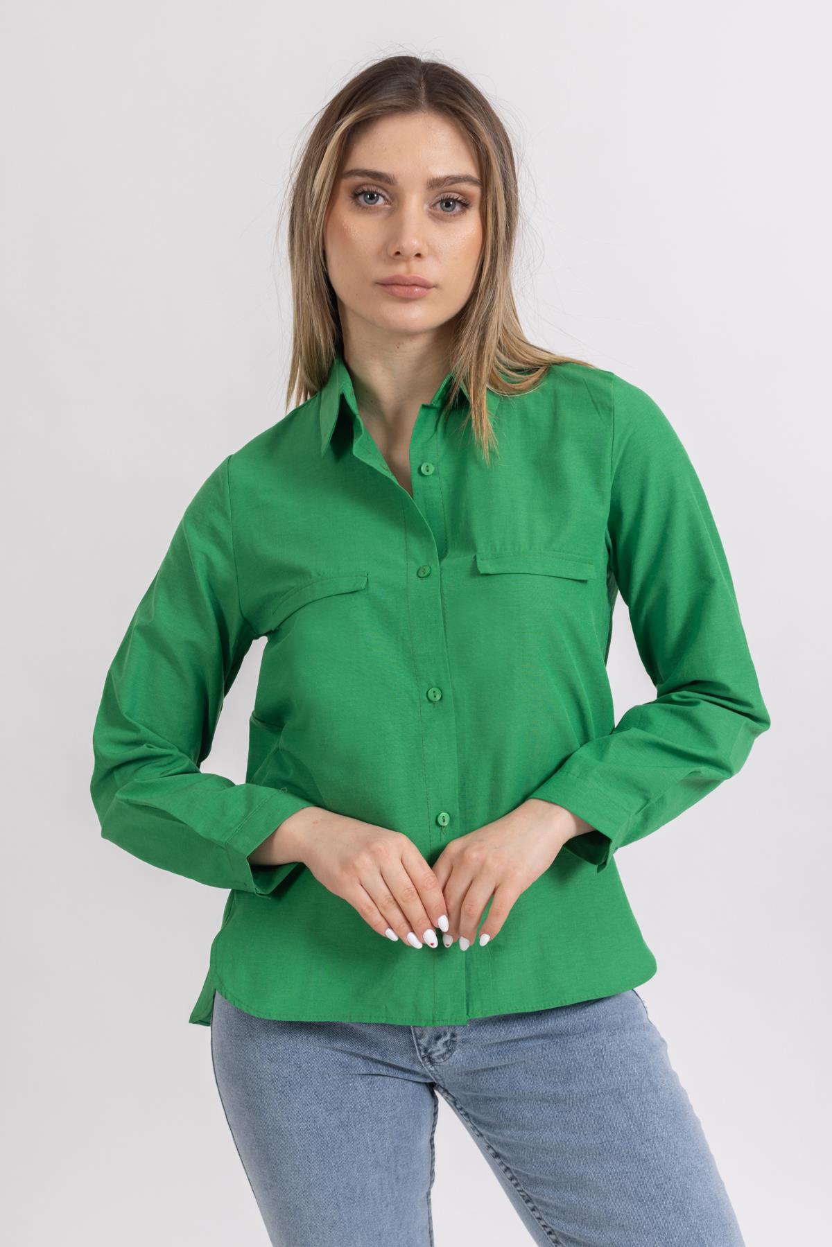 Benetton Kadın Flato Cepli Oversize Gömlek