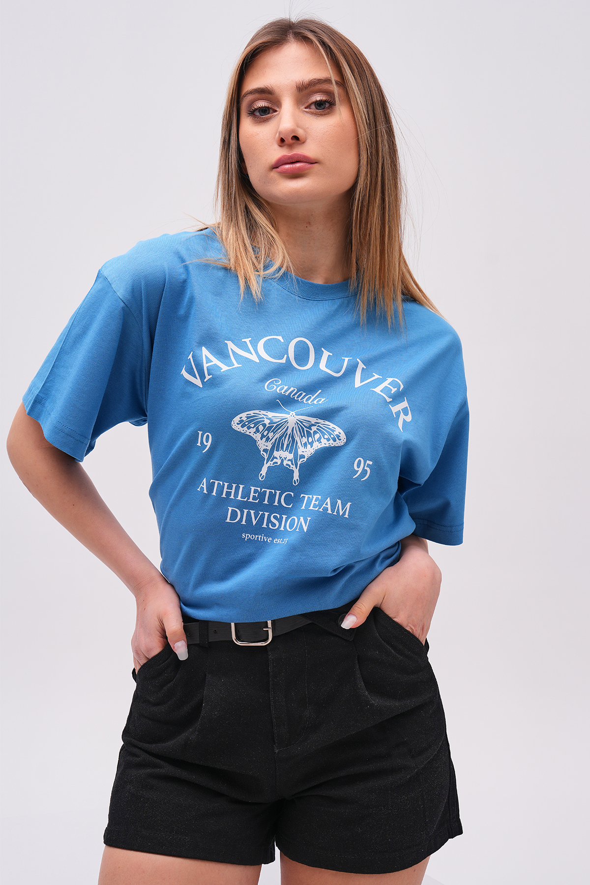 Mavi Kadın %100 Pamuk Vancouver Baskılı Oversize T-Shirt