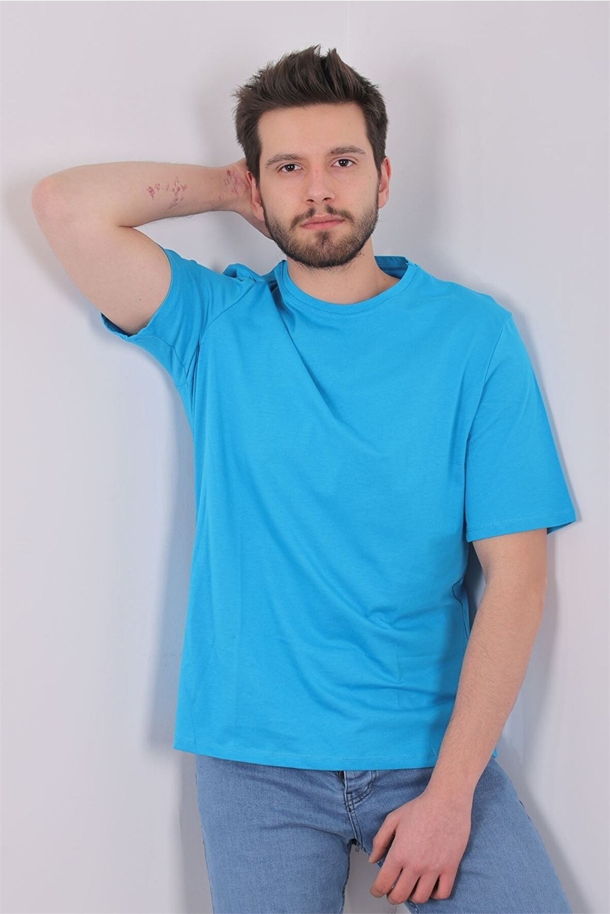 Saks Mavi Erkek Oversize T-ShirtT-ShirtGiysa