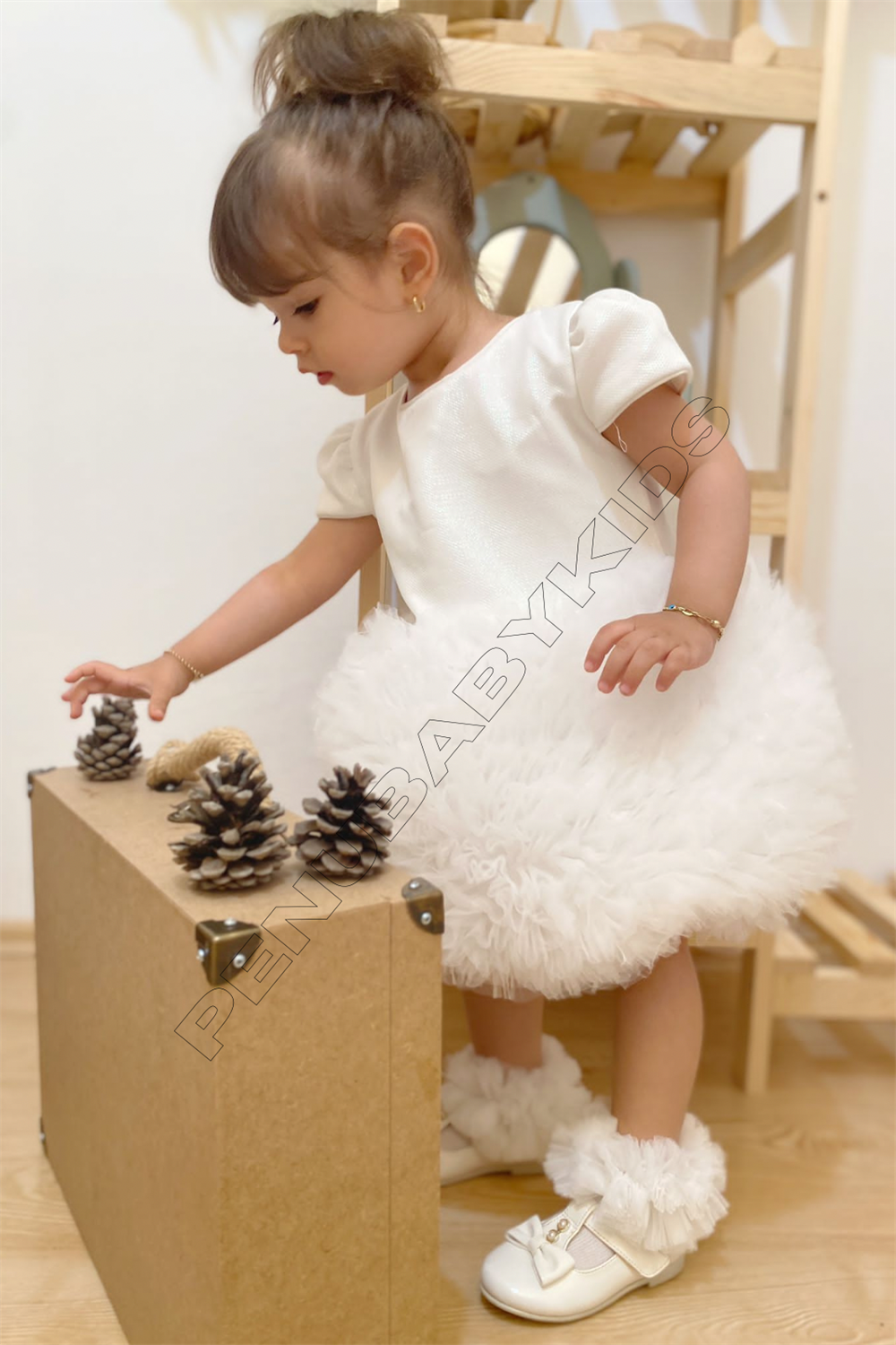 Beyaz Tütülü Kız Bebek Elbise - Princess