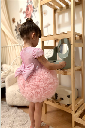 Pembe Tütülü Kısa Kol Kız Bebek Elbise - Princess