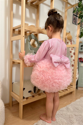 Pembe Tütülü Uzun Kol Kız Bebek Elbise - Princess