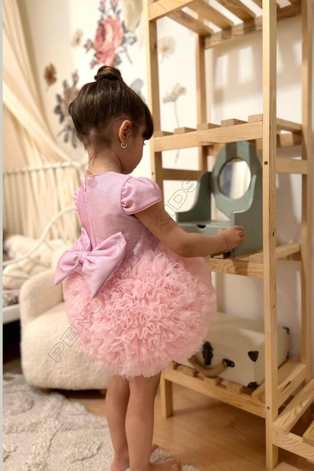 Pembe Tütülü Kısa Kol Kız Bebek Elbise - Princess
