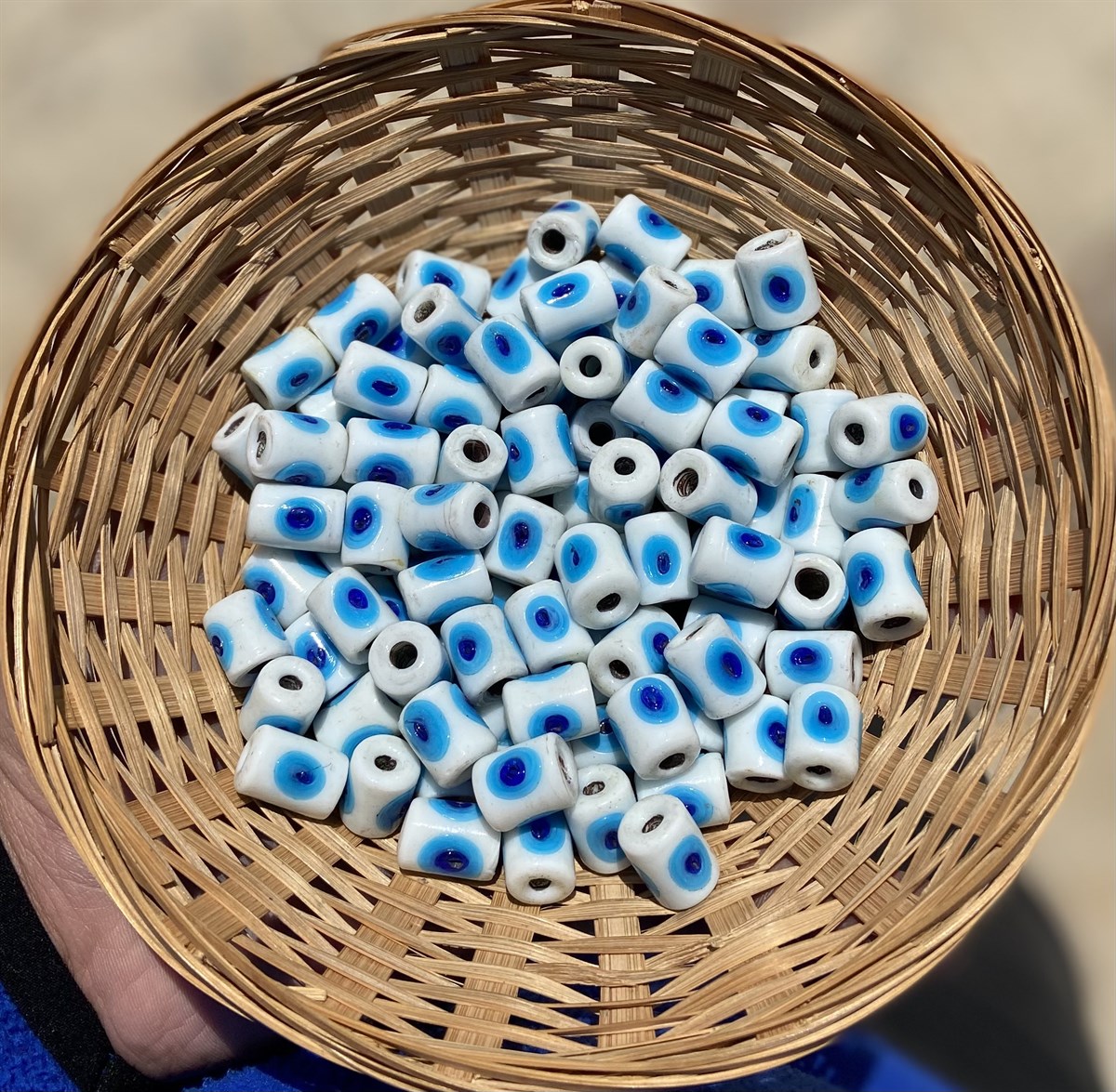 Beyaz Gözlü Silindir Boncuk