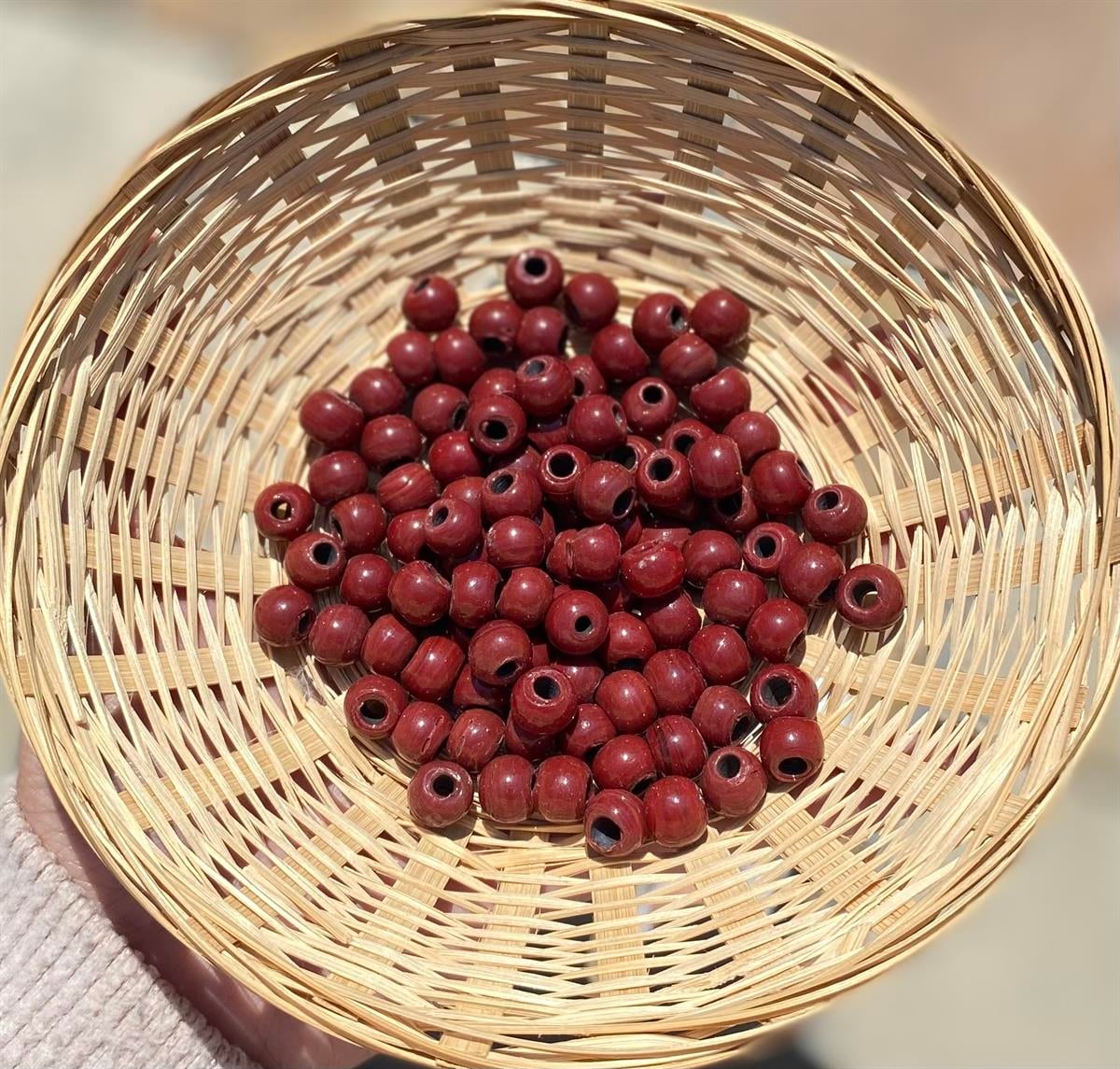 Bordo Yuvarlak Kuzu Boncuk