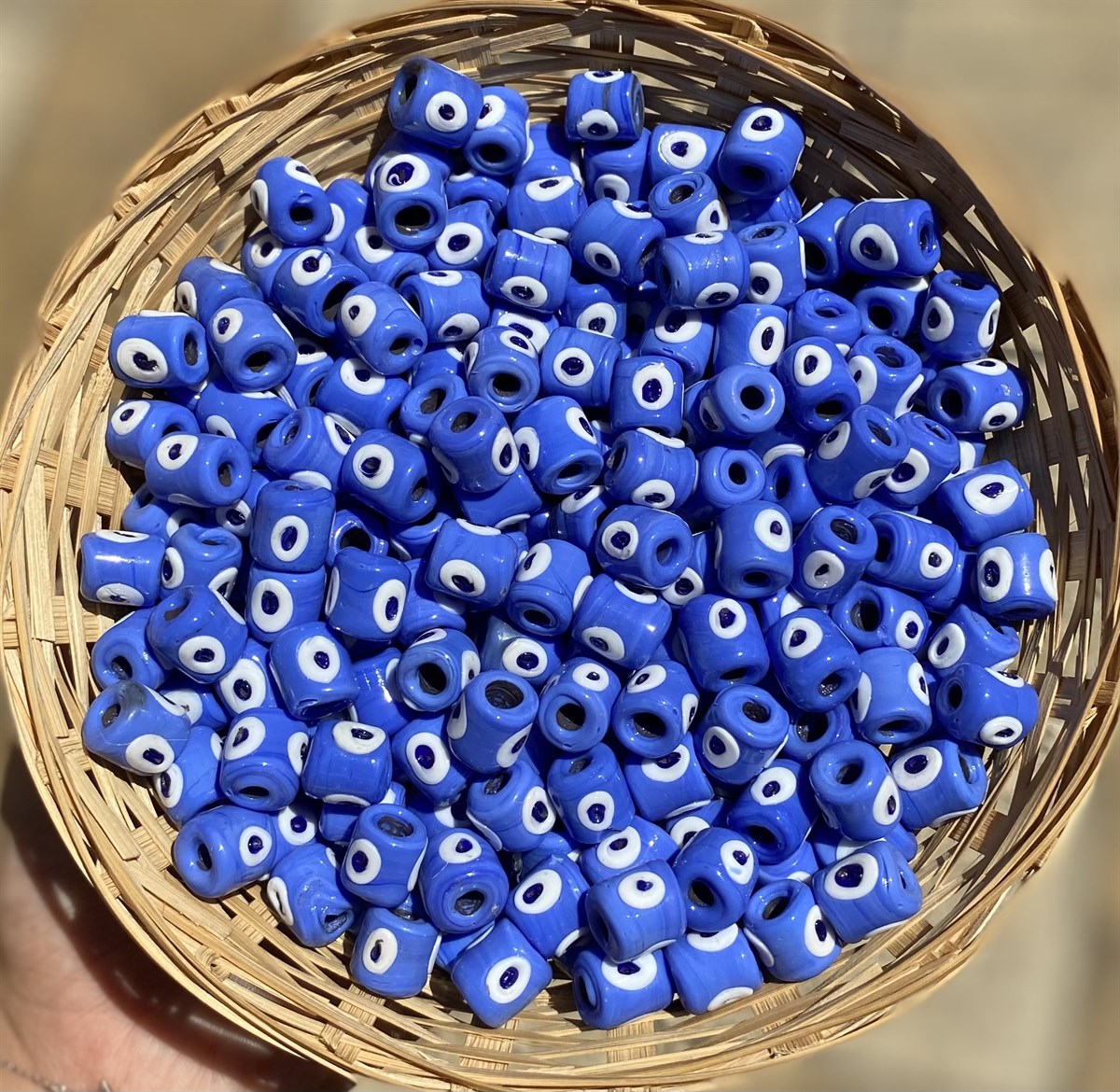 Çivit Mavi Gözlü Silindir Boncuk