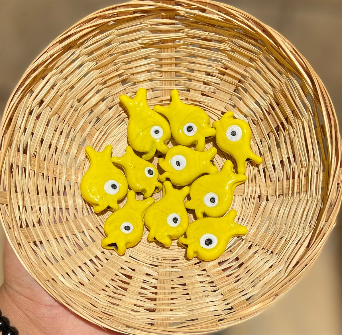 El Yapımı Sarı Balık Cam Boncuk