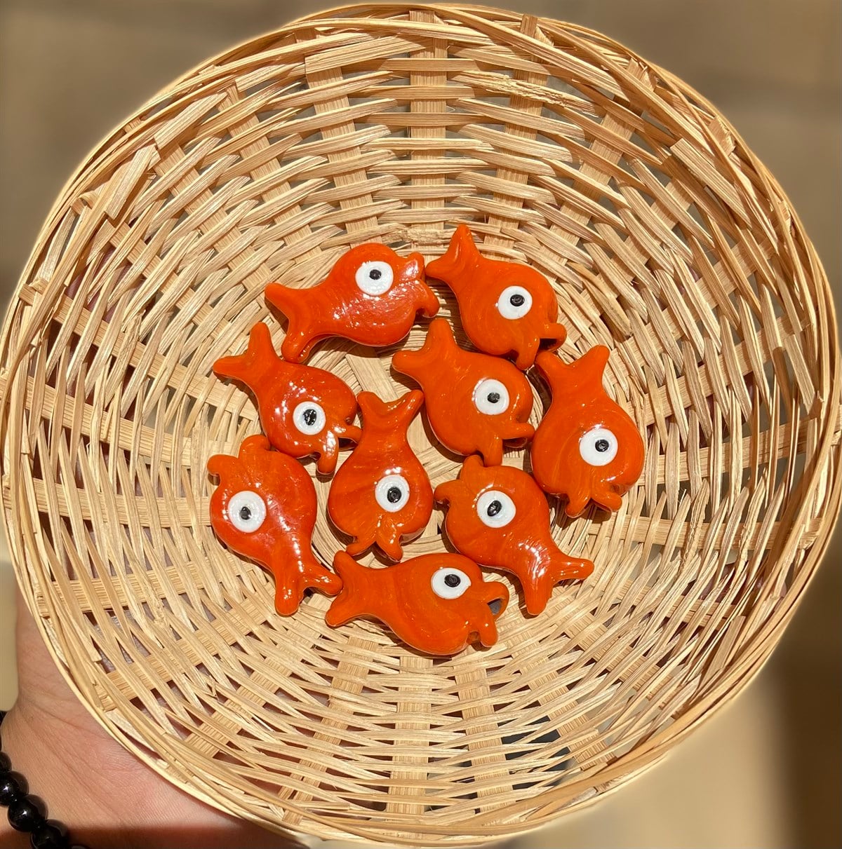 El Yapımı Turuncu Balık Cam Boncuk