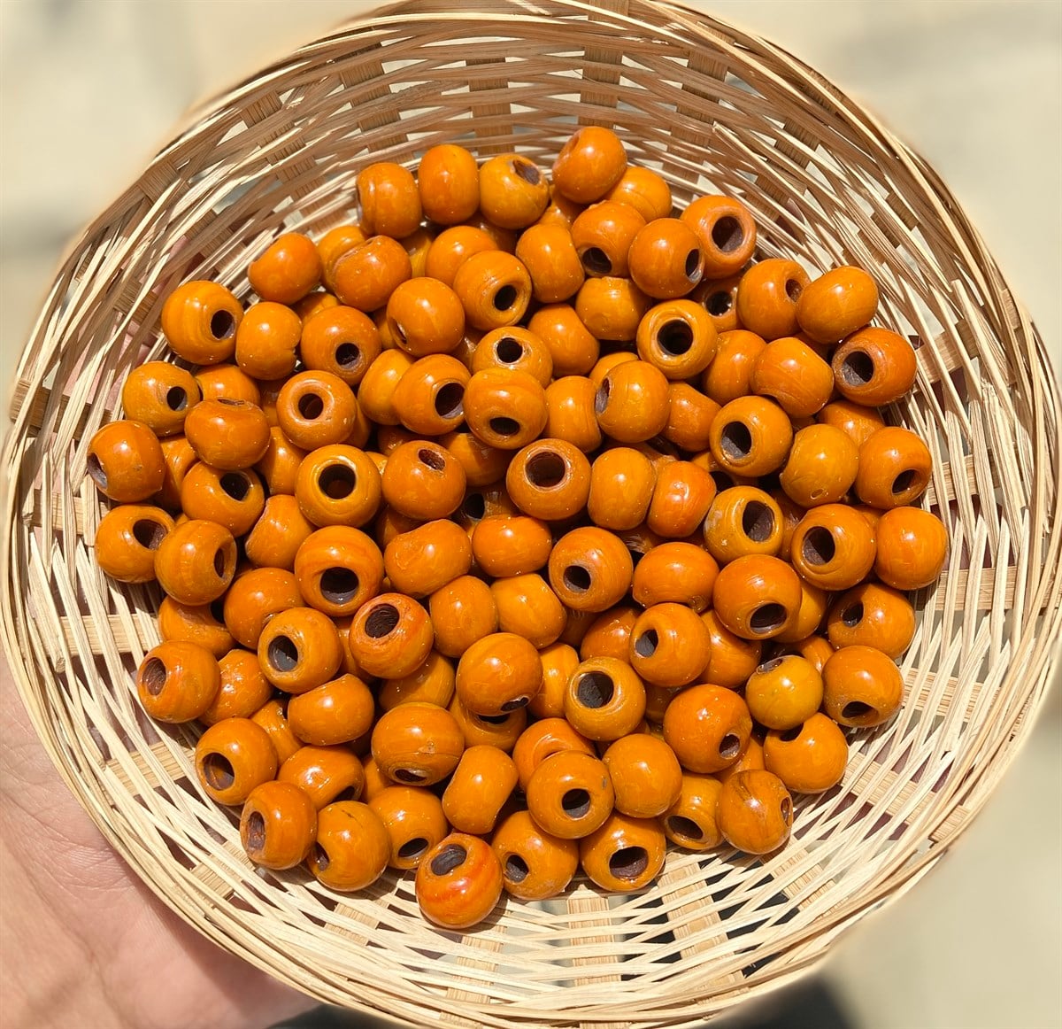 Turuncu Yuvarlak Cam Boncuk