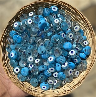 Buz Mavi Orta Boy Danagöz Cam Boncuk