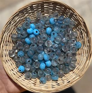 Buz Mavi Yuvarlak Cam Boncuk