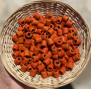 Koyu Turuncu Düz Silindir Boncuk