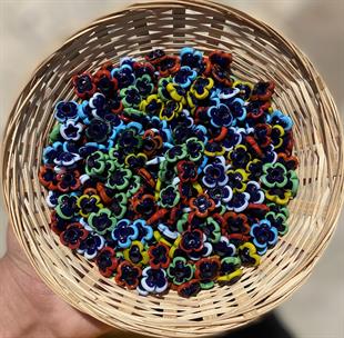 Lacivert Zemin Pıtırcık Cam Boncuk