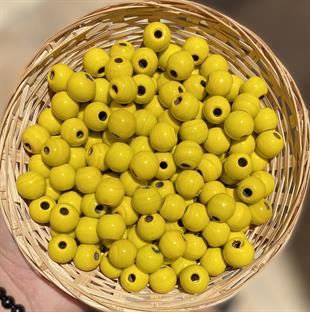 Sarı İri Yuvarlak Cam Boncuk