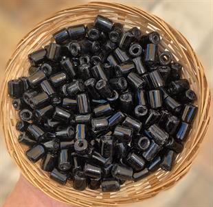 Siyah Düz Silindir Boncuk