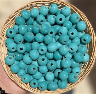 Su Yeşili İri Yuvarlak Cam Boncuk