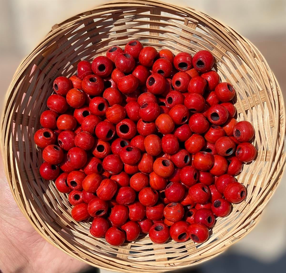 Kırmızı Yuvarlak Cam Boncuk