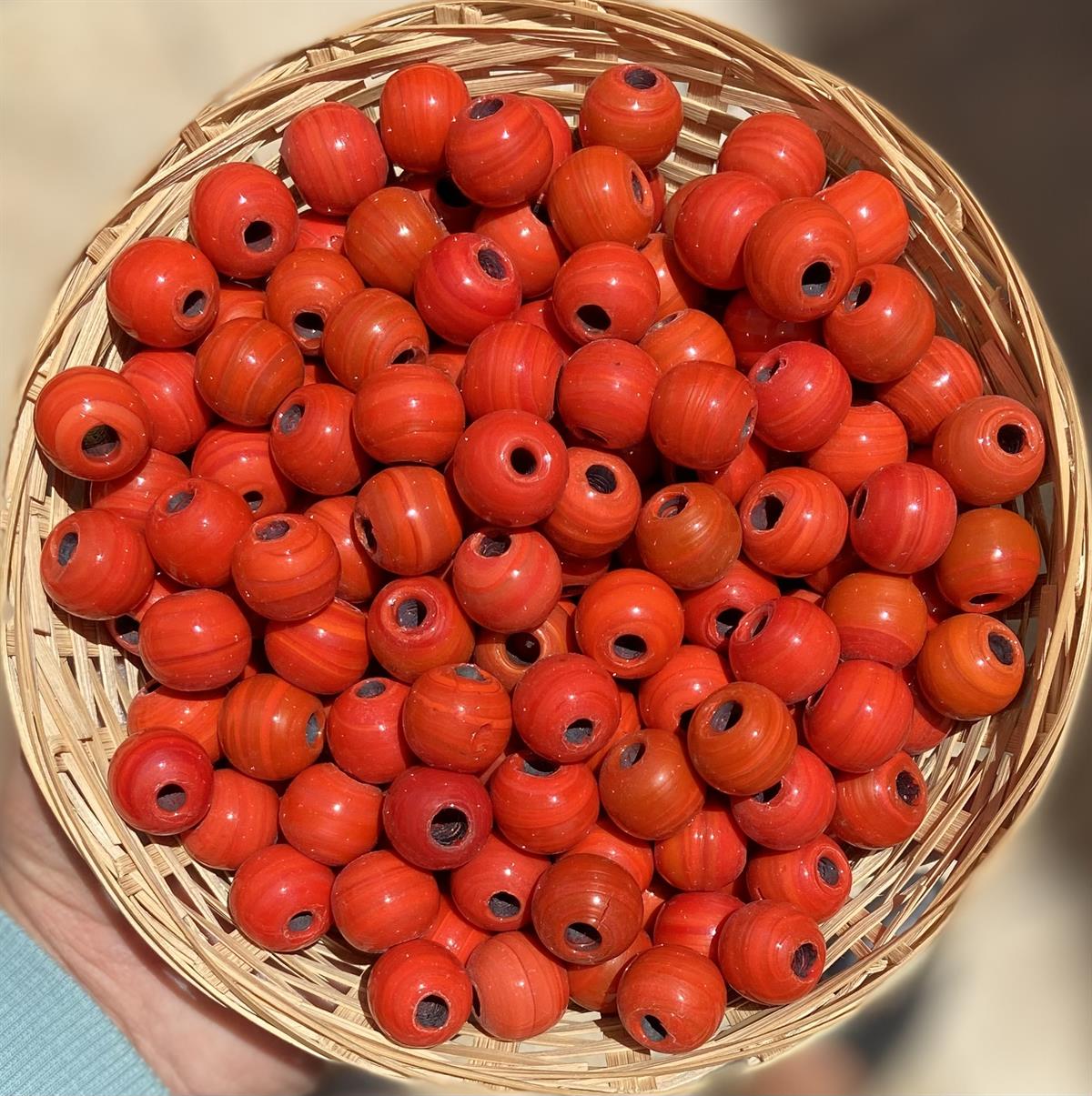 Nar Çiçeği İri Yuvarlak Cam Boncuk