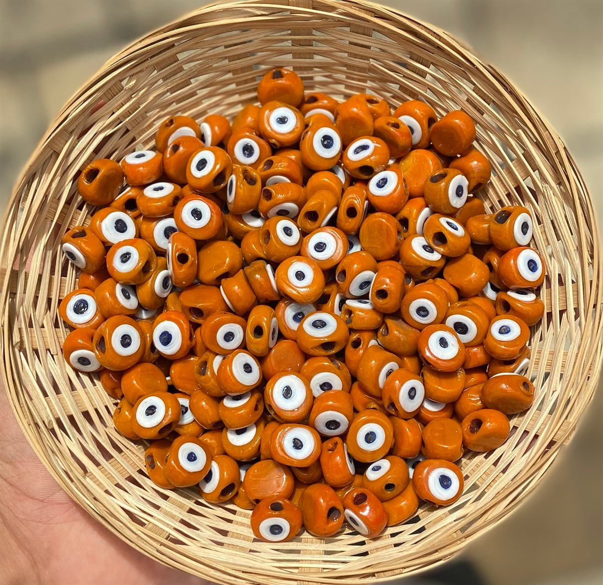 Turuncu Orta Boy Danagöz Cam Boncuk