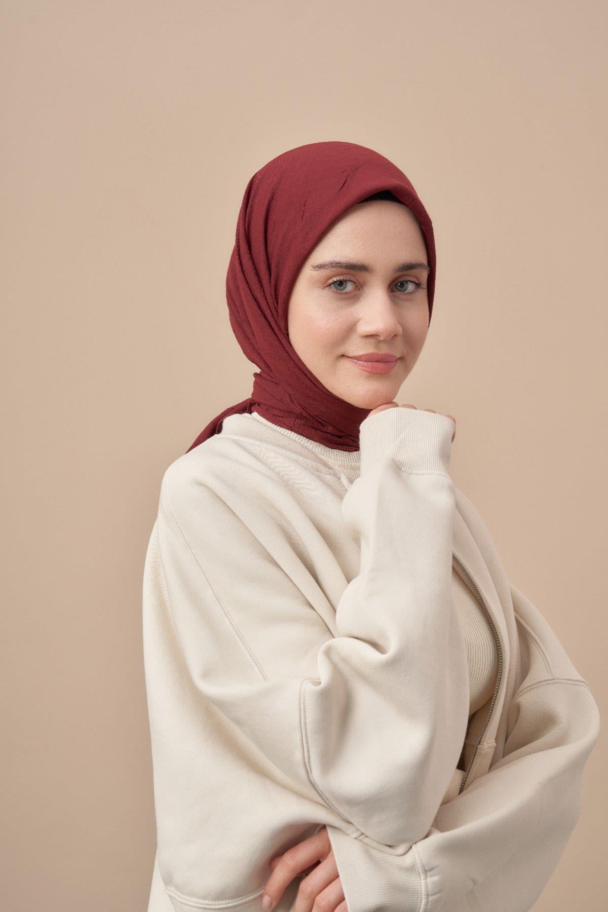 Armanda Bambu Kraş Eşarp 3286-Bordo