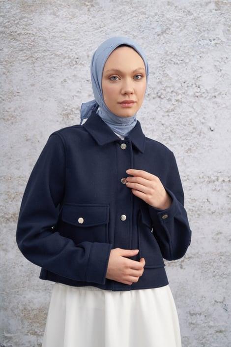 Armanda Bambu Kraş Eşarp 3286-Kot Mavi