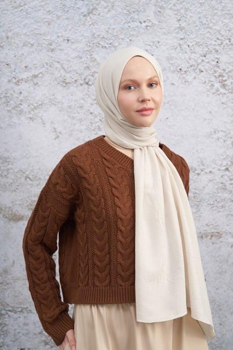 Armanda Bambu Kraş Şal 3285-Açık Bej