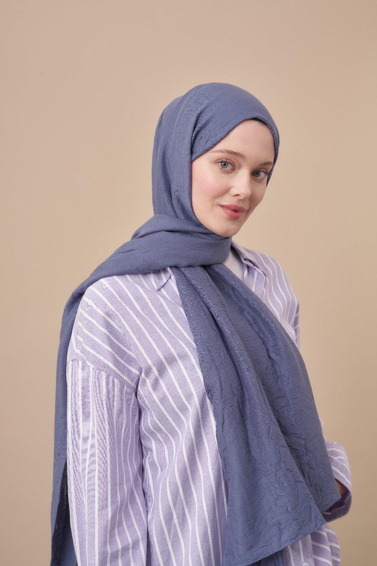 Armanda Bambu Kraş Şal 3285-İndigo