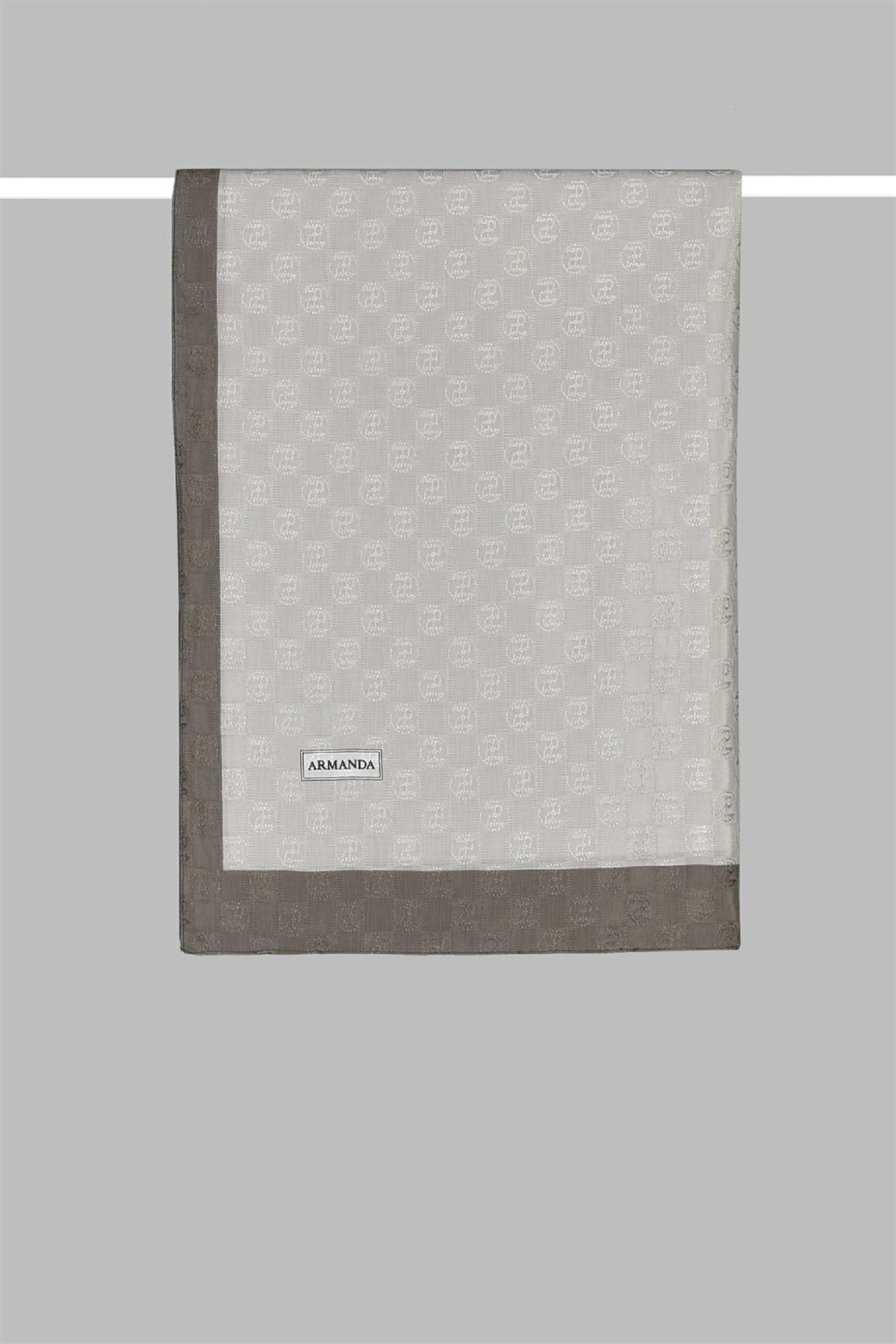 Armanda Dama Monogram Desenli Şal 3041-Taş