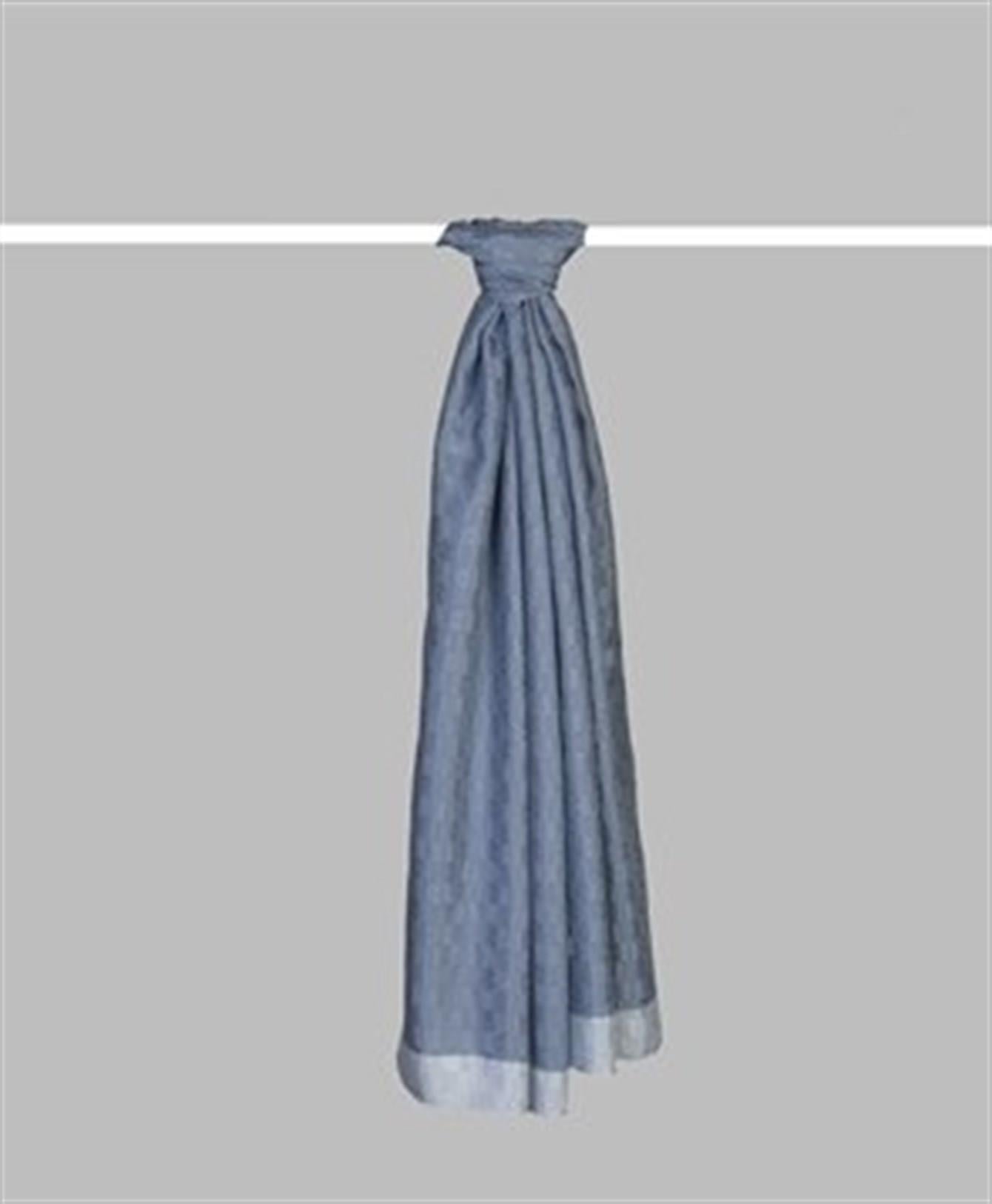 Armanda Dama Monogram Desenli Şal 3041-Kot Mavi