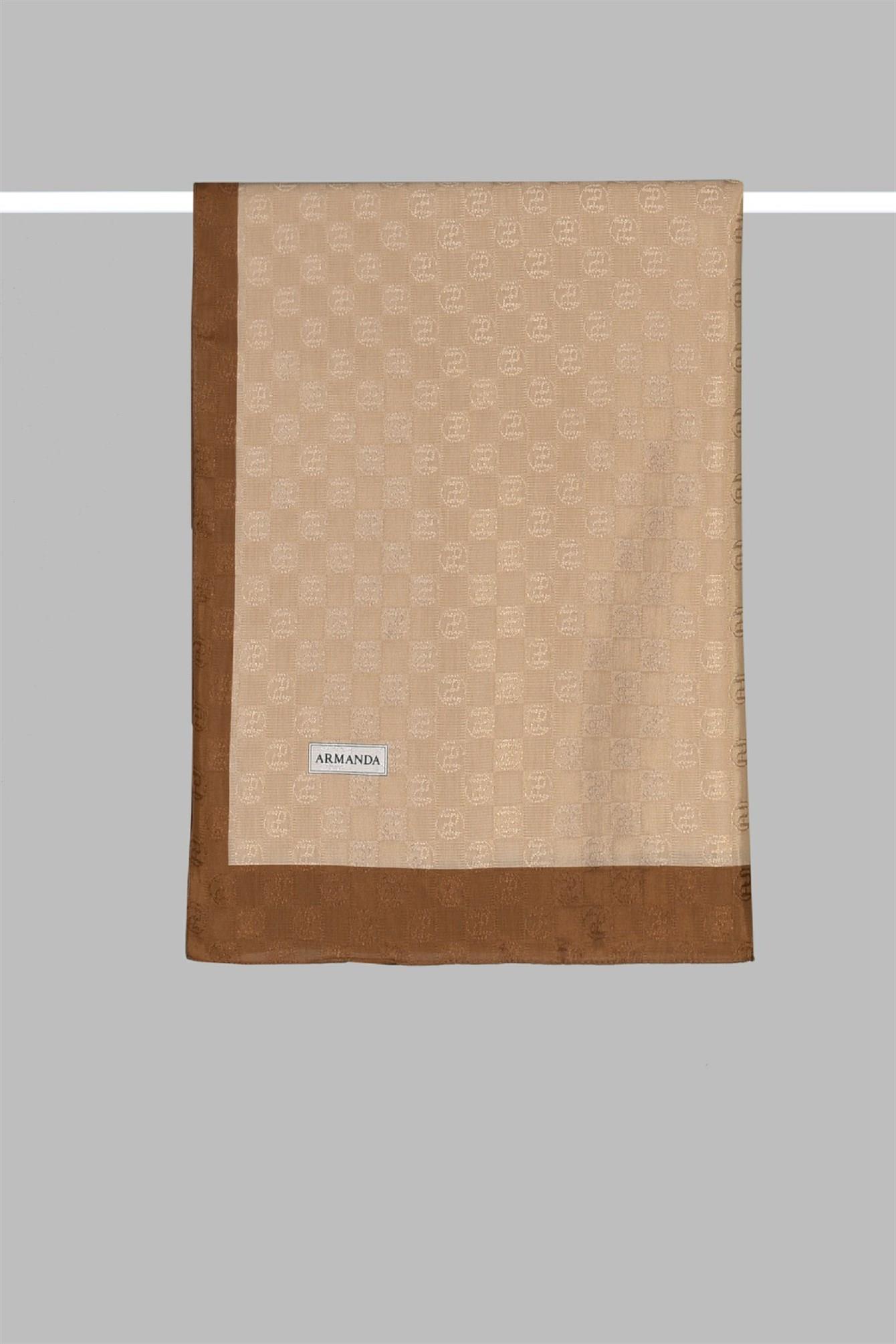 Armanda Dama Monogram Desenli Şal 3041-Dore