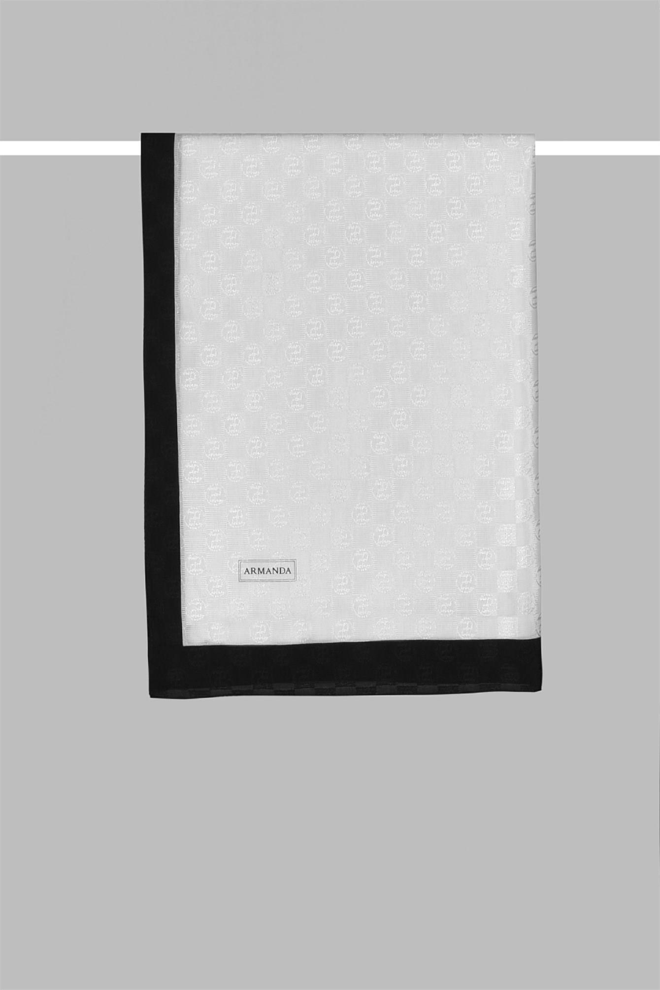 Armanda Dama Monogram Desenli Şal 3041-Kırık Beyaz