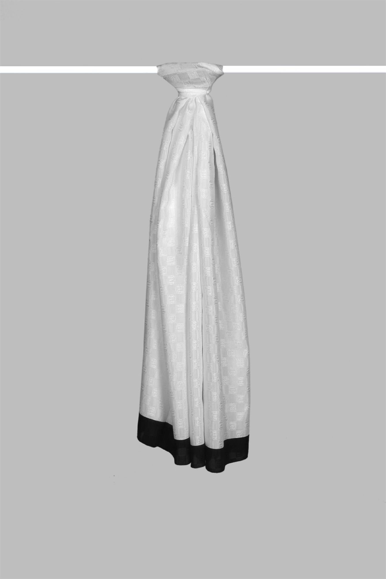 Armanda Dama Monogram Desenli Şal 3041-Kırık Beyaz