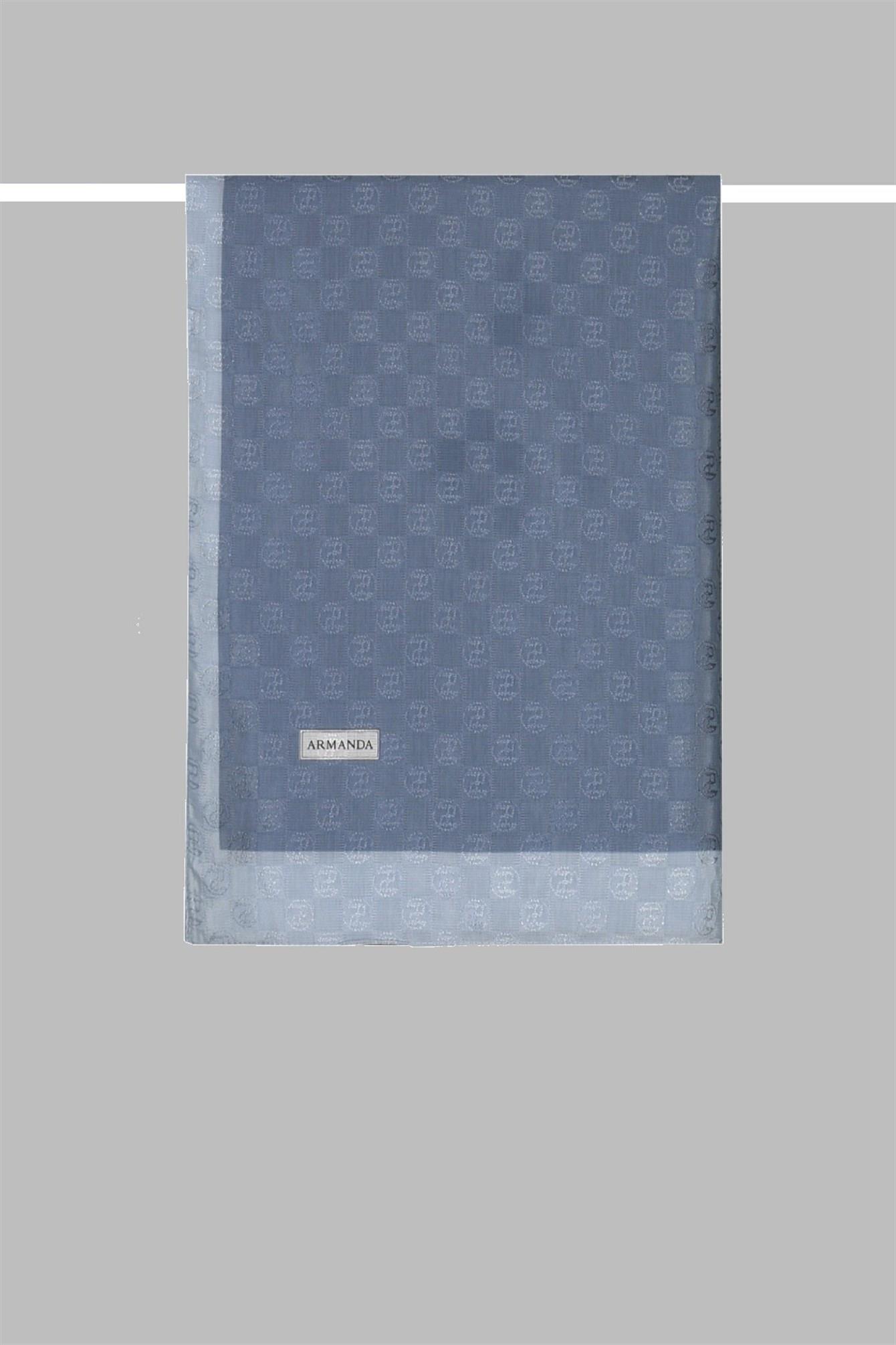 Armanda Dama Monogram Desenli Şal 3041-Kot Mavi