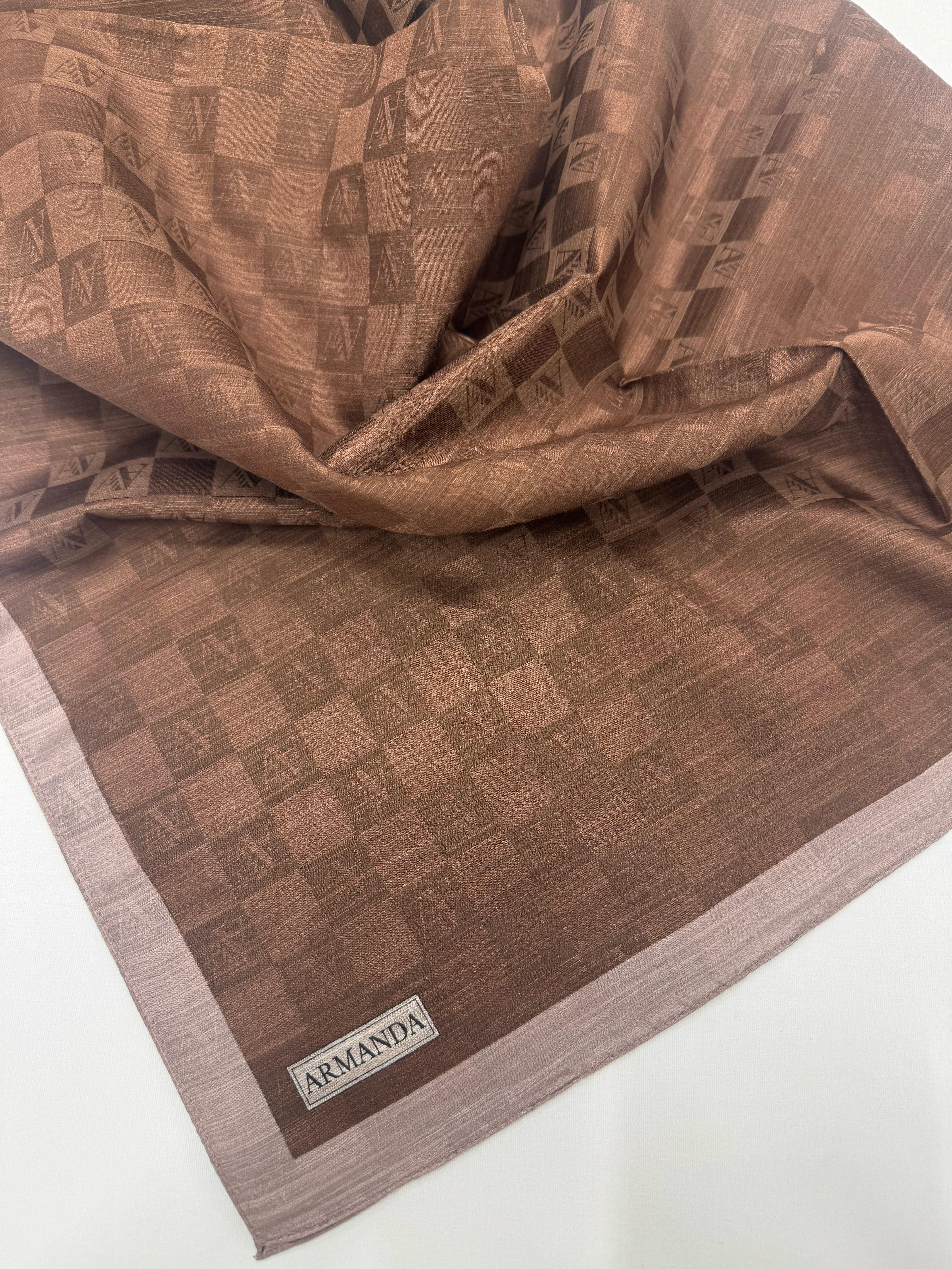 Armanda Dama Monogram Şal 3370-Kahve